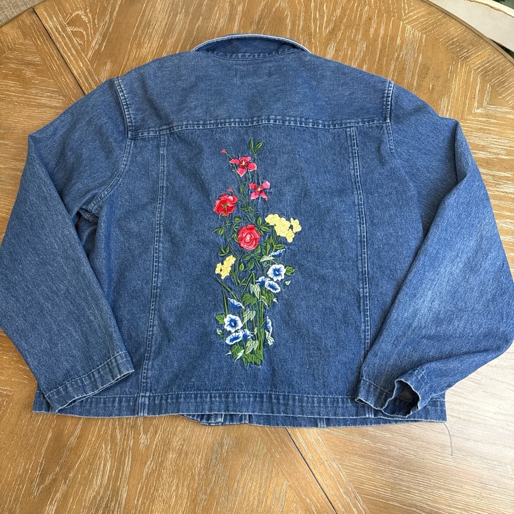 Bechamel Denim shirt lightweight jacket  Multicolor Floral Embroidered Shacket